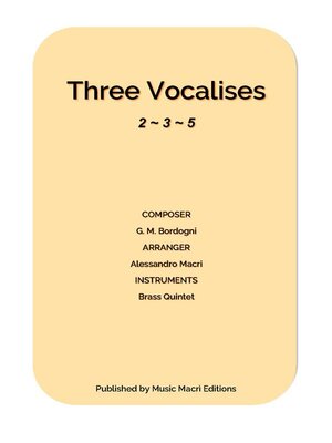 cover image of Three Vocalises by G. M. Bordogni